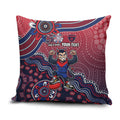 Personalized Melbourne Demons Football Mascot Pillow Cover Aboriginal Dot Art Style Vibrant Indigenous Pattern Design