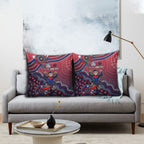 Personalized Melbourne Demons Football Mascot Pillow Cover Aboriginal Dot Art Style Vibrant Indigenous Pattern Design
