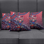 Personalized Melbourne Demons Football Mascot Pillow Cover Aboriginal Dot Art Style Vibrant Indigenous Pattern Design
