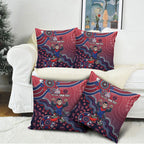 Personalized Melbourne Demons Football Mascot Pillow Cover Aboriginal Dot Art Style Vibrant Indigenous Pattern Design