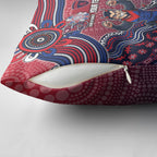 Personalized Melbourne Demons Football Mascot Pillow Cover Aboriginal Dot Art Style Vibrant Indigenous Pattern Design