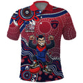 Personalized Melbourne Demons Football Mascot Polo Shirt Aboriginal Dot Art Style Vibrant Indigenous Pattern Design
