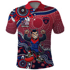 Personalized Melbourne Demons Football Mascot Polo Shirt Aboriginal Dot Art Style Vibrant Indigenous Pattern Design