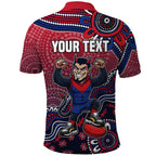 Personalized Melbourne Demons Football Mascot Polo Shirt Aboriginal Dot Art Style Vibrant Indigenous Pattern Design