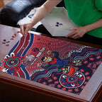 Personalized Melbourne Demons Football Mascot Puzzle Aboriginal Dot Art Style Vibrant Indigenous Pattern Design
