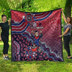 Personalized Melbourne Demons Football Mascot Quilt Aboriginal Dot Art Style Vibrant Indigenous Pattern Design
