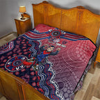 Personalized Melbourne Demons Football Mascot Quilt Aboriginal Dot Art Style Vibrant Indigenous Pattern Design