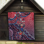 Personalized Melbourne Demons Football Mascot Quilt Aboriginal Dot Art Style Vibrant Indigenous Pattern Design