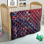 Personalized Melbourne Demons Football Mascot Quilt Aboriginal Dot Art Style Vibrant Indigenous Pattern Design