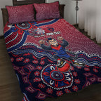 Personalized Melbourne Demons Football Mascot Quilt Bed Set Aboriginal Dot Art Style Vibrant Indigenous Pattern Design