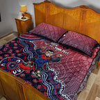 Personalized Melbourne Demons Football Mascot Quilt Bed Set Aboriginal Dot Art Style Vibrant Indigenous Pattern Design