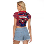 Personalized Melbourne Demons Football Mascot Raglan Cropped T Shirt Aboriginal Dot Art Style Vibrant Indigenous Pattern Design