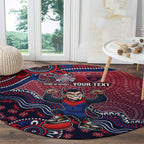 Personalized Melbourne Demons Football Mascot Round Carpet Aboriginal Dot Art Style Vibrant Indigenous Pattern Design