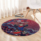 Personalized Melbourne Demons Football Mascot Round Carpet Aboriginal Dot Art Style Vibrant Indigenous Pattern Design