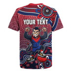 Personalized Melbourne Demons Football Mascot Rugby Jersey Aboriginal Dot Art Style Vibrant Indigenous Pattern Design