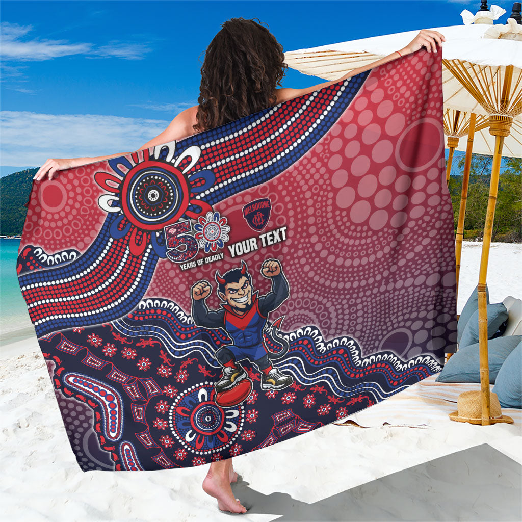 Personalized Melbourne Demons Football Mascot Sarong Aboriginal Dot Art Style Vibrant Indigenous Pattern Design