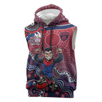 Personalized Melbourne Demons Football Mascot Sleeveless Hoodie Aboriginal Dot Art Style Vibrant Indigenous Pattern Design