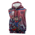 Personalized Melbourne Demons Football Mascot Sleeveless Zip Hoodie Aboriginal Dot Art Style Vibrant Indigenous Pattern Design