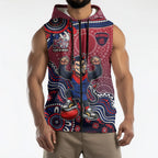 Personalized Melbourne Demons Football Mascot Sleeveless Zip Hoodie Aboriginal Dot Art Style Vibrant Indigenous Pattern Design