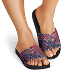 Personalized Melbourne Demons Football Mascot Slide Sandals Aboriginal Dot Art Style Vibrant Indigenous Pattern Design