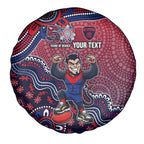 Personalized Melbourne Demons Football Mascot Spare Tire Cover Aboriginal Dot Art Style Vibrant Indigenous Pattern Design
