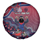 Personalized Melbourne Demons Football Mascot Spare Tire Cover Aboriginal Dot Art Style Vibrant Indigenous Pattern Design