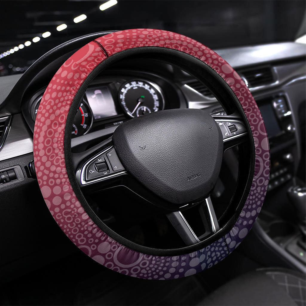 Melbourne Demons Football Mascot Steering Wheel Cover Aboriginal Dot Art Style Vibrant Indigenous Pattern Design