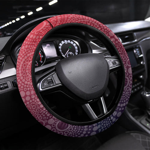 Melbourne Demons Football Mascot Steering Wheel Cover Aboriginal Dot Art Style Vibrant Indigenous Pattern Design