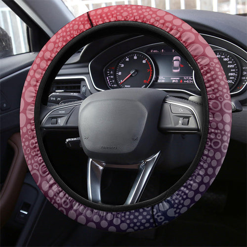 Melbourne Demons Football Mascot Steering Wheel Cover Aboriginal Dot Art Style Vibrant Indigenous Pattern Design
