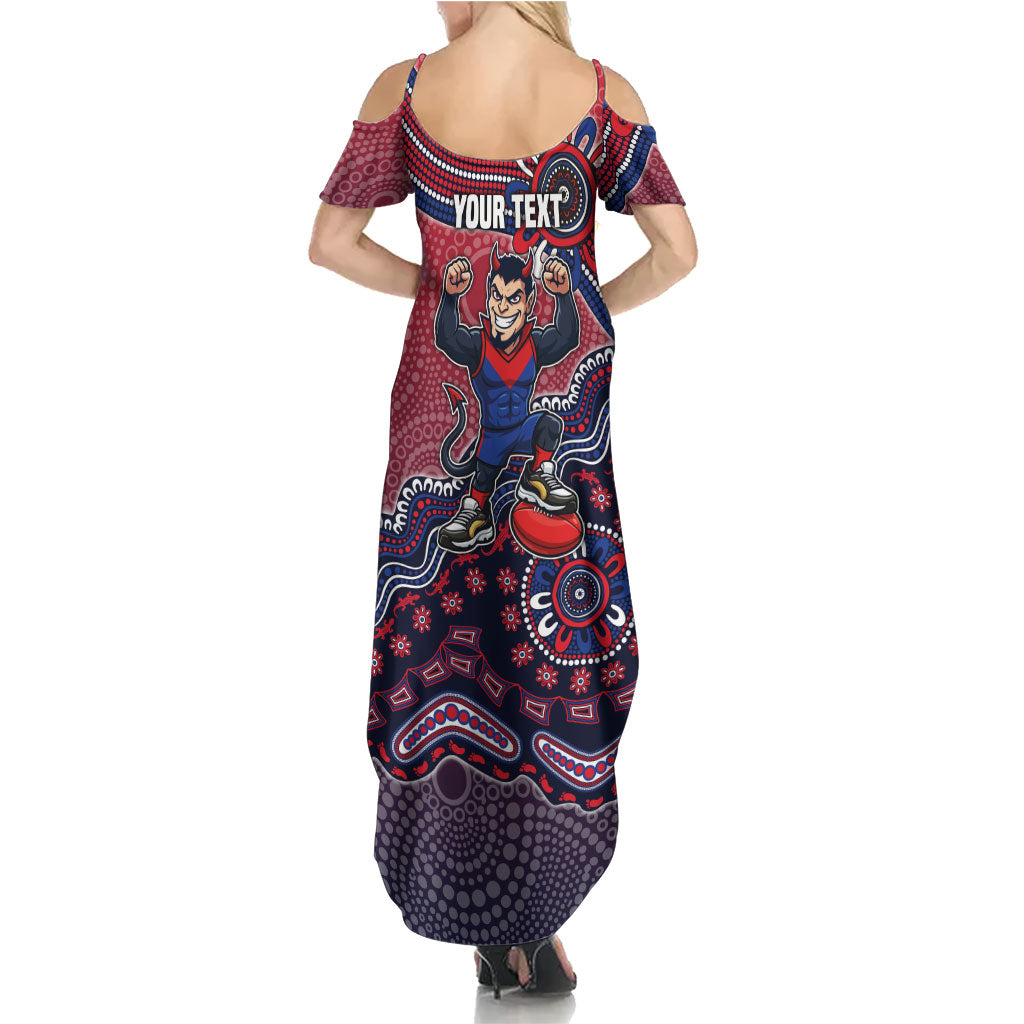 Personalized Melbourne Demons Football Mascot Summer Maxi Dress Aboriginal Dot Art Style Vibrant Indigenous Pattern Design