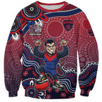 Personalized Melbourne Demons Football Mascot Sweatshirt Aboriginal Dot Art Style Vibrant Indigenous Pattern Design