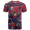 Personalized Melbourne Demons Football Mascot T Shirt Aboriginal Dot Art Style Vibrant Indigenous Pattern Design