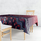 Personalized Melbourne Demons Football Mascot Tablecloth Aboriginal Dot Art Style Vibrant Indigenous Pattern Design