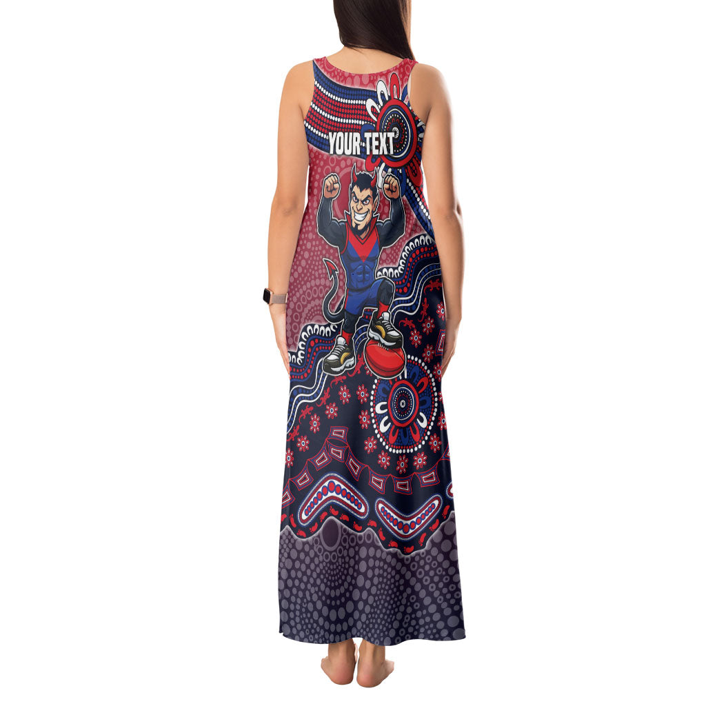 Personalized Melbourne Demons Football Mascot Tank Maxi Dress Aboriginal Dot Art Style Vibrant Indigenous Pattern Design