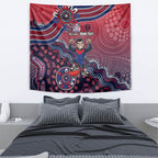 Personalized Melbourne Demons Football Mascot Tapestry Aboriginal Dot Art Style Vibrant Indigenous Pattern Design