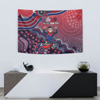 Personalized Melbourne Demons Football Mascot Tapestry Aboriginal Dot Art Style Vibrant Indigenous Pattern Design
