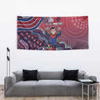 Personalized Melbourne Demons Football Mascot Tapestry Aboriginal Dot Art Style Vibrant Indigenous Pattern Design