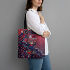 Personalized Melbourne Demons Football Mascot Tote Bag Aboriginal Dot Art Style Vibrant Indigenous Pattern Design