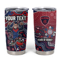 Personalized Melbourne Demons Football Mascot Tumbler Cup Aboriginal Dot Art Style Vibrant Indigenous Pattern Design