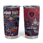 Personalized Melbourne Demons Football Mascot Tumbler Cup Aboriginal Dot Art Style Vibrant Indigenous Pattern Design