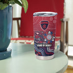 Personalized Melbourne Demons Football Mascot Tumbler Cup Aboriginal Dot Art Style Vibrant Indigenous Pattern Design