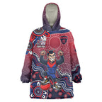 Personalized Melbourne Demons Football Mascot Wearable Blanket Hoodie Aboriginal Dot Art Style Vibrant Indigenous Pattern Design