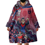 Personalized Melbourne Demons Football Mascot Wearable Blanket Hoodie Aboriginal Dot Art Style Vibrant Indigenous Pattern Design