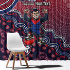 Personalized Melbourne Demons Football Mascot Window Curtain Aboriginal Dot Art Style Vibrant Indigenous Pattern Design