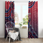 Personalized Melbourne Demons Football Mascot Window Curtain Aboriginal Dot Art Style Vibrant Indigenous Pattern Design