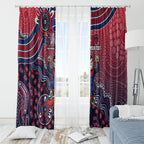 Personalized Melbourne Demons Football Mascot Window Curtain Aboriginal Dot Art Style Vibrant Indigenous Pattern Design