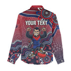 Personalized Melbourne Demons Football Mascot Women Casual Shirt Aboriginal Dot Art Style Vibrant Indigenous Pattern Design