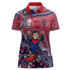 Personalized Melbourne Demons Football Mascot Women Polo Shirt Aboriginal Dot Art Style Vibrant Indigenous Pattern Design