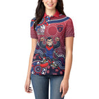 Personalized Melbourne Demons Football Mascot Women Polo Shirt Aboriginal Dot Art Style Vibrant Indigenous Pattern Design