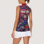 Personalized Melbourne Demons Football Mascot Women Sleeveless Polo Shirt Aboriginal Dot Art Style Vibrant Indigenous Pattern Design